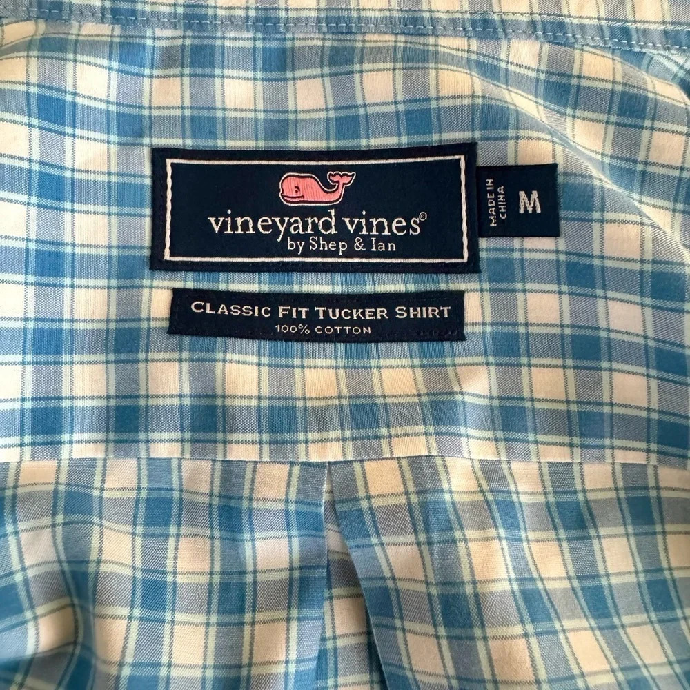 Vineyard Vines Men's Classic Fit Tucker Shirt USA Blue/White plaid Medium - Picture 9 of 14